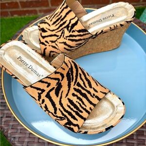 Never Worn Pierre Dumas Tiger Stripe Wedge Shoes. 
7.5